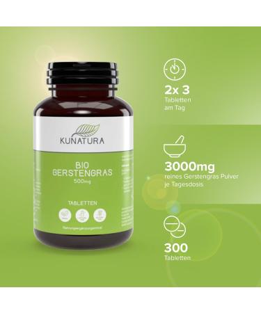 Buy Kunatura Organic Barley Grass Tablets - 300 High-Dose 500mg - Made in Germany - 100% Pure - International Shipping Available - Buy Online on GoSupps.com