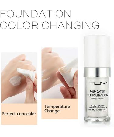 HQDA Color Changing Foundation Full Coverage Liquid Foundation Long Lasting Waterproof Makeup Base Concealer Lightweight and Moisturizing for All Skin Tones 30ml - Buy Online on GoSupps.com