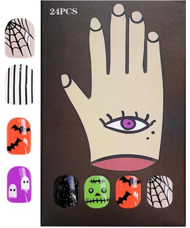 Kapaunn Halloween Nails | Press On Nails Short | Artificial Nails Decorations Short Square Fake Nails Halloween Ghost Press On Nails Natural & Fit False Nails - Buy Online on GoSupps.com