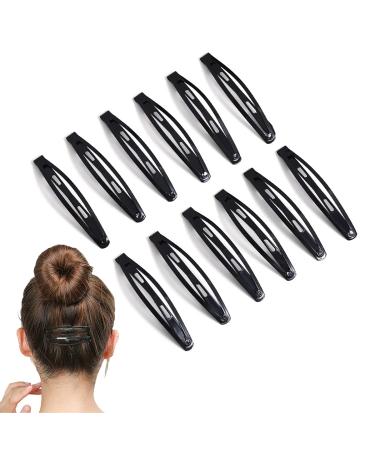 30PCS Oval Contour Hair Clips Metal Hair Clips Snap Hair Clips Black Non Slip Hair Clips Hair Barrettes For Women Hair Accessories For Women Girls Hair Styling (D)