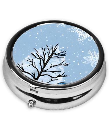 Christmas Santa Snowman Mini Round Pill Box | 3-Compartment Travel Organizer | Portable Medicine Case for Pocket Home & Office - Buy Online on GoSupps.com