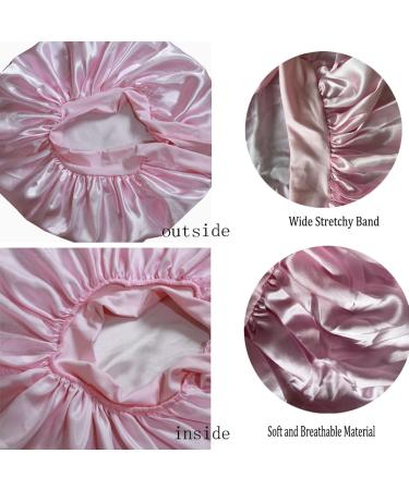 Extra Large Silk Satin Bonnet for Women - Pink | Adjustable Straps & Elastic Band for Long Curly Hair | Ideal for Sleeping & Braid Protection | Includes Satin Storage Bag - Buy Online on GoSupps.com