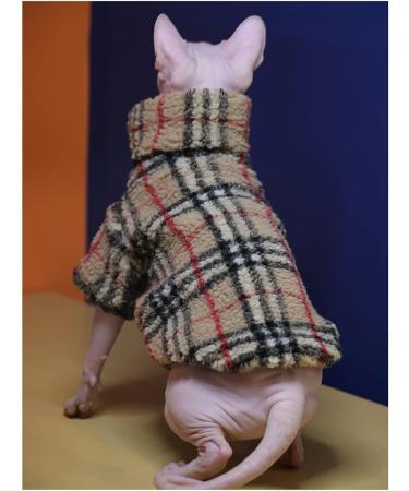 Sphynx Cat Clothes Sphynx Hairless Cat Clothes Sphynx Hairless Cat Clothes Winter Thick Warm Plaid Printing High Collar Button Coat for Cats Soft Faux Fur Pet Clothes with Sleeves (Vintage Plaid (Col L Vintage Plaid - Buy Online on GoSupps.com