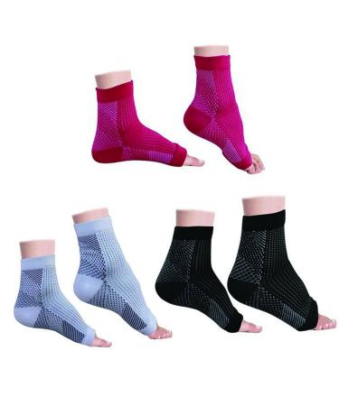 Ohyeahus Compression Foot Sleeves (3 Pairs) - Plantar Fasciitis Ankle Support Socks S/M (Us Women 6 - 9 / Men 5 - 8) 3 Pairs