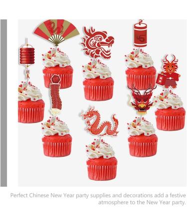 Alipis 24pcs Chinese New Year Cupcake Toppers 2024 Year of the Dragon Cake Toppers Cupcake Picks Spring Festival Cake Decoration Chinese New Year Party Decorations Supplies - Buy Online on GoSupps.com