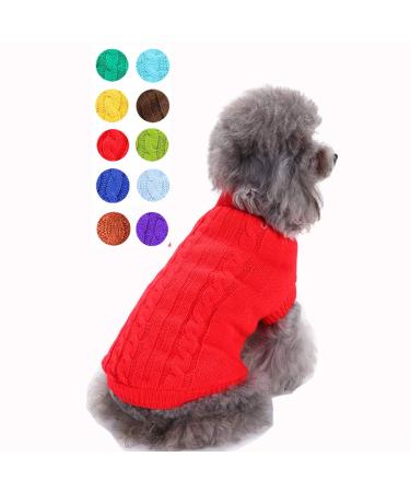 Small dog sweater warm pet sweater cat sweater dog sweatshirt clothing coat clothing for small dogs & kitten red l