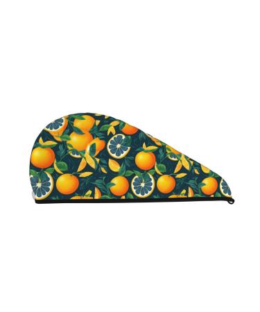 Hair Towel Wrap Hair Drying Towel with Button Towel Turban Head Towel to Dry Hair Quickly (Fresh Orange)