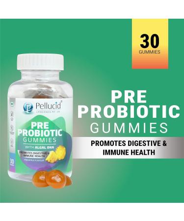 YANG Pre Probiotic Gummies with Algal DHA for Men & Women Promotes Digestive & Immune Health Pineapple Flavour 30 Gummies - Buy Online on GoSupps.com