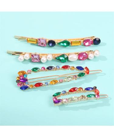 YAZILIND 4Pcs Geometric Rhinestone Hair Clip Set - Stylish Female Hair Accessories for Fashionistas | International Shipping Available - Buy Online on GoSupps.com