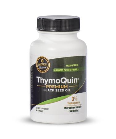 ThymoQuin Cold Pressed Black Seed Oil Capsules | USP-Grade Potent Full-Spectrum Formula with 3% Thymoquinone | Non-GMO Black Cumin Seed Oil Capsules for Daily Wellness & Vitality | 500mg 60 Softgel