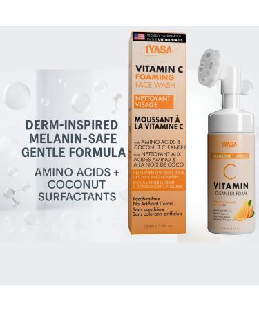 IYASA Vitamin C Foaming Face Cleanser Gentle Daily Mousse With Amino Acids & Coconut Cleanser Helps Remove Impurities & Supports Smoother-Feeling Skin Suitable for Melanin-Rich Skin 150 ml - Buy Online on GoSupps.com