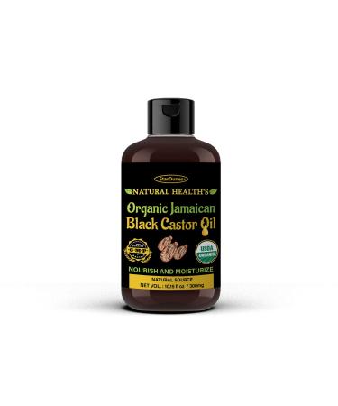 Organic Jamaican Black Castor Oil (10.15 fl oz) USDA Certified 100% Pure and Natural for Hair Growth, Eyelash Growth, Eyebrow Growth, Hair and Lash Growth Serum. For Lash growth and to prevent Hair Loss