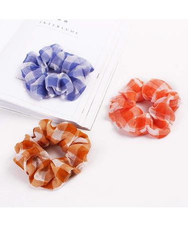 9 Pack Plaid Cotton Scrunchies Gingham Hair Bands for Women and Girls - Buy Online on GoSupps.com
