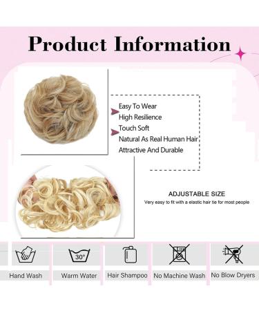 Shop Messy Bun Hair Extensions with Rubber Band | Pale Gold & Blonde | Large Ponytail Hair Ties - Buy Online on GoSupps.com
