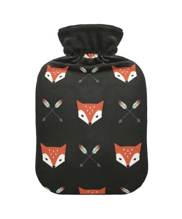 Fox and Arrows Hot Water Bottle with Cover Soft Warm for Winter Bed Hand Neck and Shoulders 2L