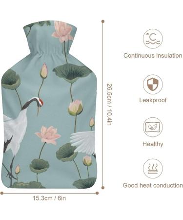 Japanese Cranes & Flowers Heat Bottle | Rubber Hot Water Bag for Pain Relief Cramps & Cold Therapy - Buy Online on GoSupps.com