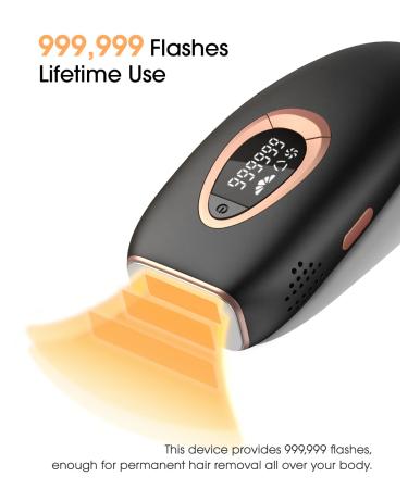 LZSTOP IPL Hair Removal Device | Permanent Painless Removal | 999,999 Flashes | At-Home Use for Facial, Lips, Arms, Legs, Bikini, Back - Black - Buy Online on GoSupps.com