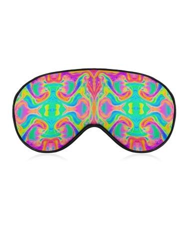 Vintage Hand Drawn Rainbow Tie Dye Sleep Mask for Women Adjustable Sleeping Eye Shades Cover with Elastic Strap