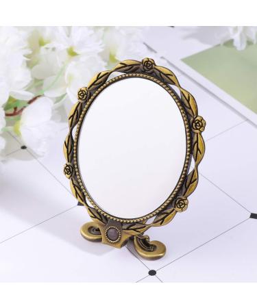 KALLORY Vintage Hand Mirror - Folding Pocket Compact Mirror for Women, Bronze Finish - Buy Online on GoSupps.com