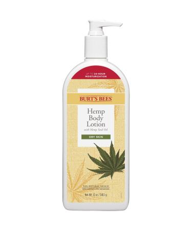 Burt's Bees Body Lotion for Dry Skin with Hemp Seed Oil 12 Oz Pack of 3 (Package May Vary)