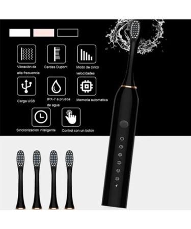 Buy Waterproof Electric Toothbrush for Adults | 6 Speeds & 4 Brush Heads | Black - International Shipping Available - Buy Online on GoSupps.com