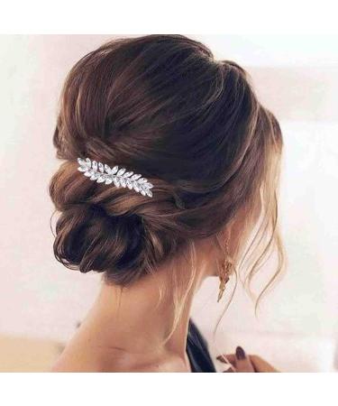Cimenexe Bohemian Crystal Leaf Hair Clip Sparkly Rhinestone Hair Clip Pin Silver Leaf Hair Pins Clips Paved Leaf Hair Barrette Bridal Headwear Decorative Wedding Hair Accessories Jewelry for Women - Buy Online on GoSupps.com
