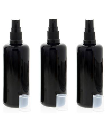 Violet glass spray bottle strongly light-protecting Miron Glass bottle with cosmetex black pump scale 3 x 100 ml 3 pieces (1 Pack)