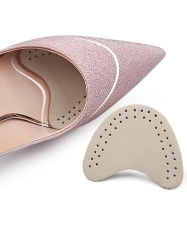 Healvian Forefoot Cushions - 8 Pairs High Heel Pads Anti-Slip Cow Leather & Latex Insoles for Women & Girls - Beige Metatarsal Support - Buy Online on GoSupps.com