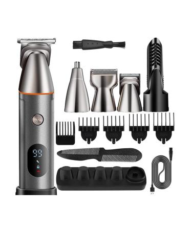 Digital Multifunctional Hair Clipper Electric Hair Clipper Oil Push Clipper Carving Nose Hair As shown Gray