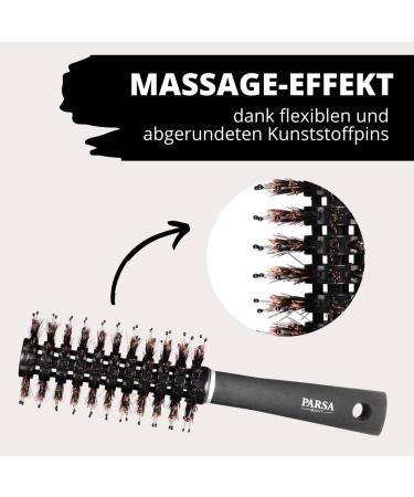 Parsa Beauty Trend Line Round Hairbrush - Black Mixed Bristles for Volume & Abundant Blow-Drying - Tangle-Free Design - Buy Online on GoSupps.com