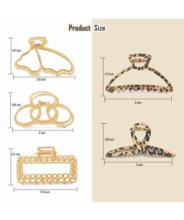 Medium Gold Butterfly Hair Claws 5-Pack - Pretty Leopard Print Jaw Claws for Women - Gift for Her - 5 Count - Buy Online on GoSupps.com