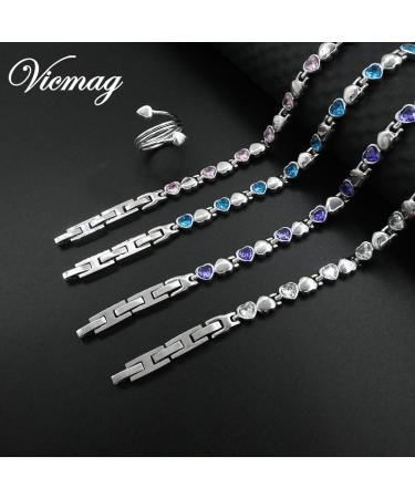 Vicmag Magnetic Hardship Women's Titanium Steel Bracelet - Ultra-Strength with Distance Tool (Purple Crystal & Solid Heart) - Perfect Gift for Her - Buy Online on GoSupps.com