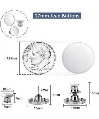 12 Sets Jean Buttons Pins No Sew Instant 17mm Replacement Button Adjustable Pants Kit - Matt Silver - Buy Online on GoSupps.com