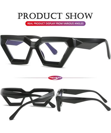 AIEYEZO Thick Cat Eye Glasses | Fashionable Blue Light Blocking Glasses for Women | Anti Eyestrain & Headache Relief | 54mm Black Frame - Buy Online on GoSupps.com