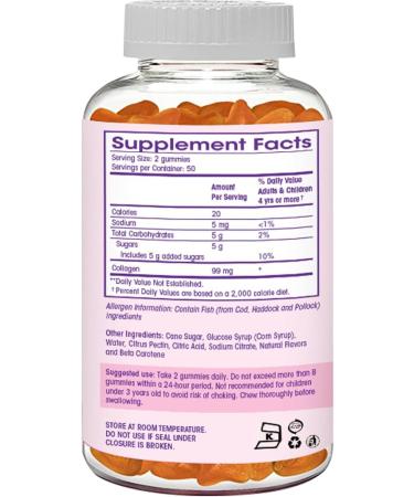 Collagen Gummies- Natural Marine Collagen for Women and Men- Collagen Supplements for Skin Hair Nails- Hydrolyzed Type 2 & 1 3- Replace Pills and Powders - No Gelatin Kosher Halal- 100 Ct. - Buy Online on GoSupps.com