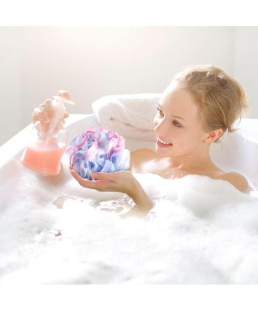 BTYMS Loofah Sponge Set of 4 - Exfoliating Shower Poufs for Body Wash & Bath Scrubbing | 60 Gram Bath Scrunchies - Buy Online on GoSupps.com