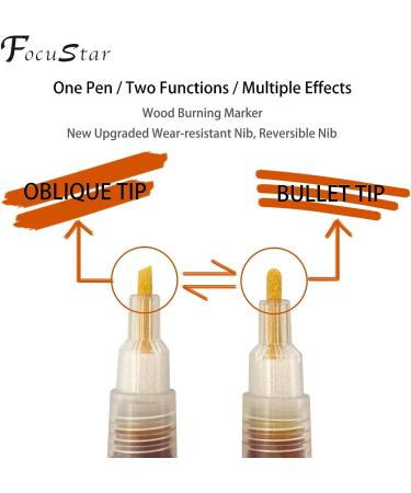 FocuStar Scorch Pen Marker - Chemical Wood Burning Pen for Artists and Beginners - 2 Tips Included - Ideal for DIY Wood Projects - 1 PCS - Buy Online on GoSupps.com