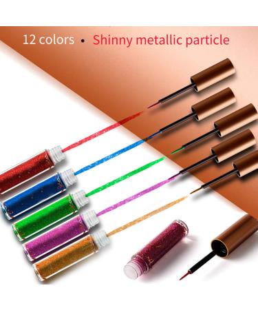 Vibrant Eye Makeup Liquid - 12 Colors of Diamond Glitter & Metallic Eyeliners | International Shipping - Buy Online on GoSupps.com
