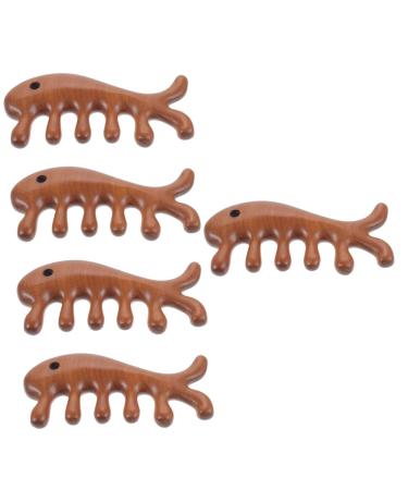 Minkissy 5 x fish-shaped massage comb for scalp comfortable comb wide tooth comb no static comb jadekopf massage comb Guasha tool comb hair wooden man