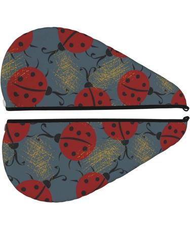 Ladybug Microfiber Hair Towel Wrap | Soft Super Absorbent Quick Dry Cap for Long Curly & Thick Hair - Buy Online on GoSupps.com