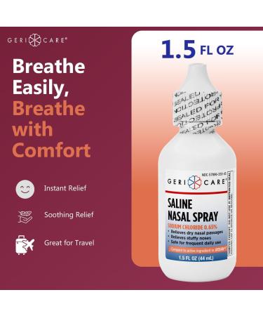GeriCare Saline Nasal Spray 1.5 FL OZ Moisturizing Sodium Chloride 0.65% (Pack of 4) - Buy Online on GoSupps.com