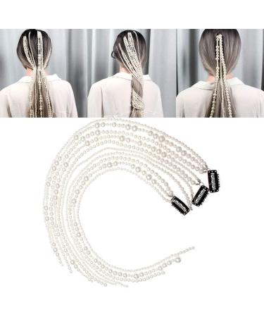 Minkissy Beaded hair clip Faux Pearls Strand Tassel Chain Hair Accessories Ponytail Decor Hair Extensions Hair Decoration for Party Wedding Daily - Buy Online on GoSupps.com