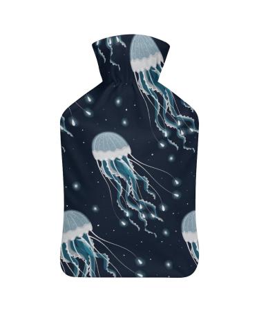 Hot Water Bottle With Lid Jellyfish Pattern Rubber Hot Water Bag For Pain Relief Cramps Foot Warmer Hot And Cold Therapy