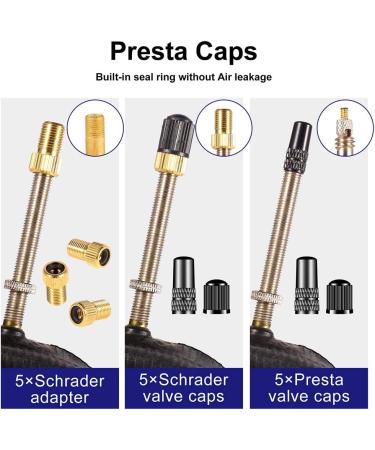 Presta to Schrader Valve Adaptor Set - 15PCS Bicycle Tire Converter Tools for Mountain and Road Bikes - Buy Online on GoSupps.com