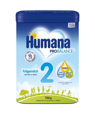 Humana Probalance follow -up milk 2 after the 6th month baby food after breastfeeding or an initial food ideal for feeding or as sole milk food 750 g 27 portions of 200ml - Buy Online on GoSupps.com