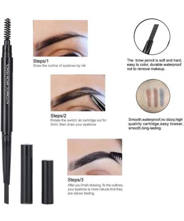 Double Head Eyebrow Pencil 5 Colors Waterproof Eyebrow Triangular Eyebrow Pencil Tip with Brush Cosmetic Makeup (Black ) - Buy Online on GoSupps.com