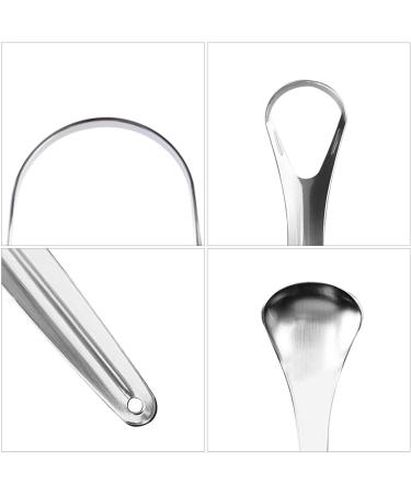 Buy Tongue Brush & Cleaner Set | Improve Dental Health & Fresh Breath | U-Shaped Tongue Scraper for Adults & Children - Silver 3-Piece Set - Buy Online on GoSupps.com