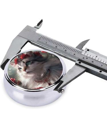 Cat Wearing Crown Portable Metal Pill Box - 3 Compartment Travel Case for Small Pills - Buy Online on GoSupps.com
