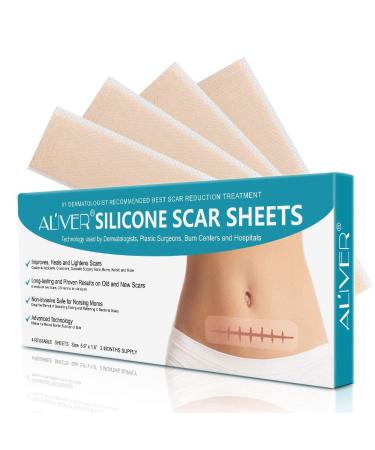 Reusable Silicone Scar Removal Sheets Professional Gel Strips for Scars Caused by C-Section Surgery Burns Injuries Acne and Stretch Marks Patch Away 5.9 1.6 4 Sheets Scar Reduction Patches