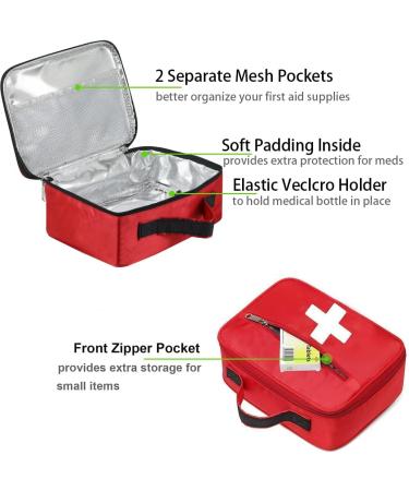 Empty First Aid Bag - Multi-Pocket Emergency Medical Kit for Home, School, Office, Car | Red Medium Size - Buy Online on GoSupps.com